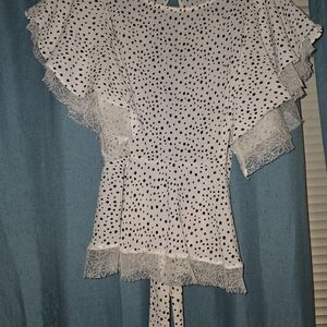 She + Sky Black and White Polka Dot Blouse